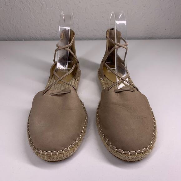 EILEEN FISHER Tan Nubuck Lace-Up Espadrille Sandals Size 8.5 - Picture 3 of 10